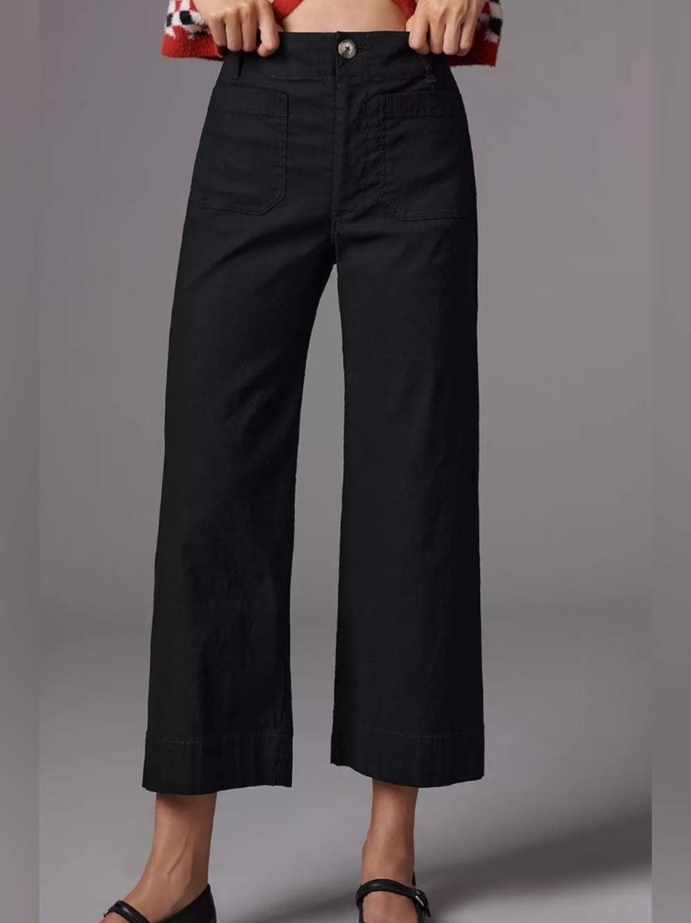 Maeve Colette wide leg high waist crop pants sz 29 8 10 black Anthropologie